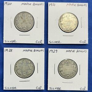 Outstanding 1920, 1921, 1928 & 1929 Canada 25¢ Quarters!